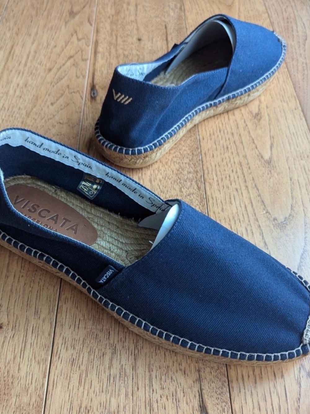 Viscata Barcelona Sitges Mens Navy Blue Canvas Espadrilles Made in‎ Spain Sz 44